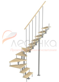 Модульная малогабаритная лестница Эксклюзив 2700-2925, Серый, Сосна, Крашеная